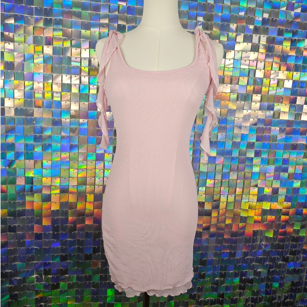 Mesh Ruffle Mini‎ Dress Womens S PinkCoquette Balletcore Euphoria